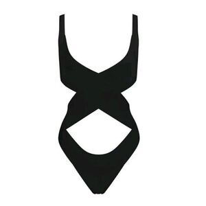 SKIMS‎ Knit Swim Bandage Monokini  1 Piece Bodysuit Sz 4x Onyx MSRP $108 NWT